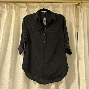 Ann Taylor Petite 100% Silk Popover Shirt